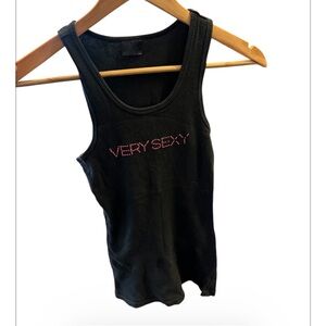 Victoria's Secret Black Tank with Pink Embroidery